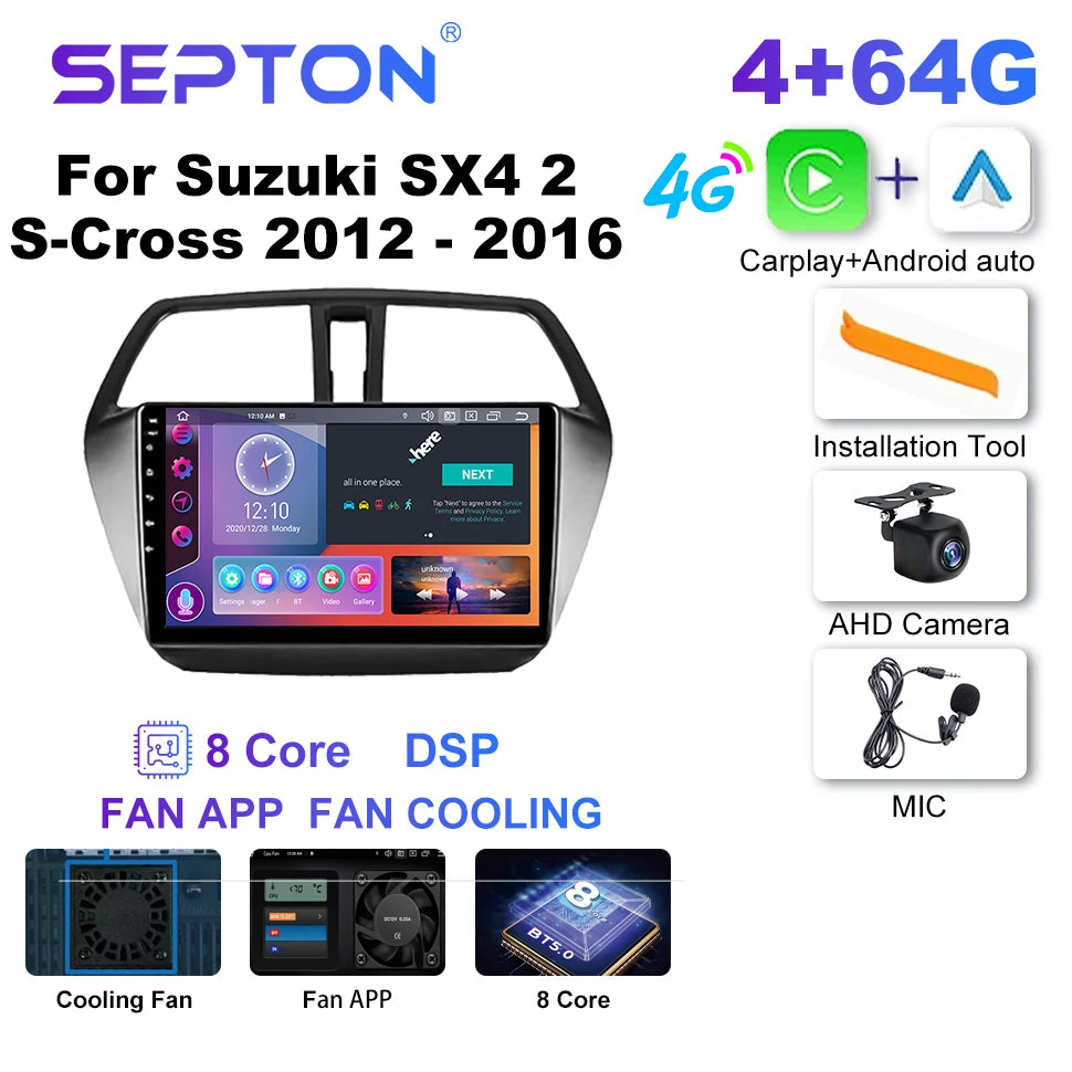 SEPTON Car Radio Stereo Audio for Suzuki SX4 2 S-Cross 2012 - 2016