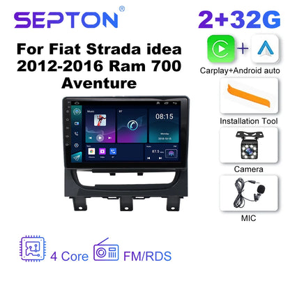 SEPTON Car Radio Stereo Audio for Fiat Strada Idea 2012-2016 Ram 700 Aventure