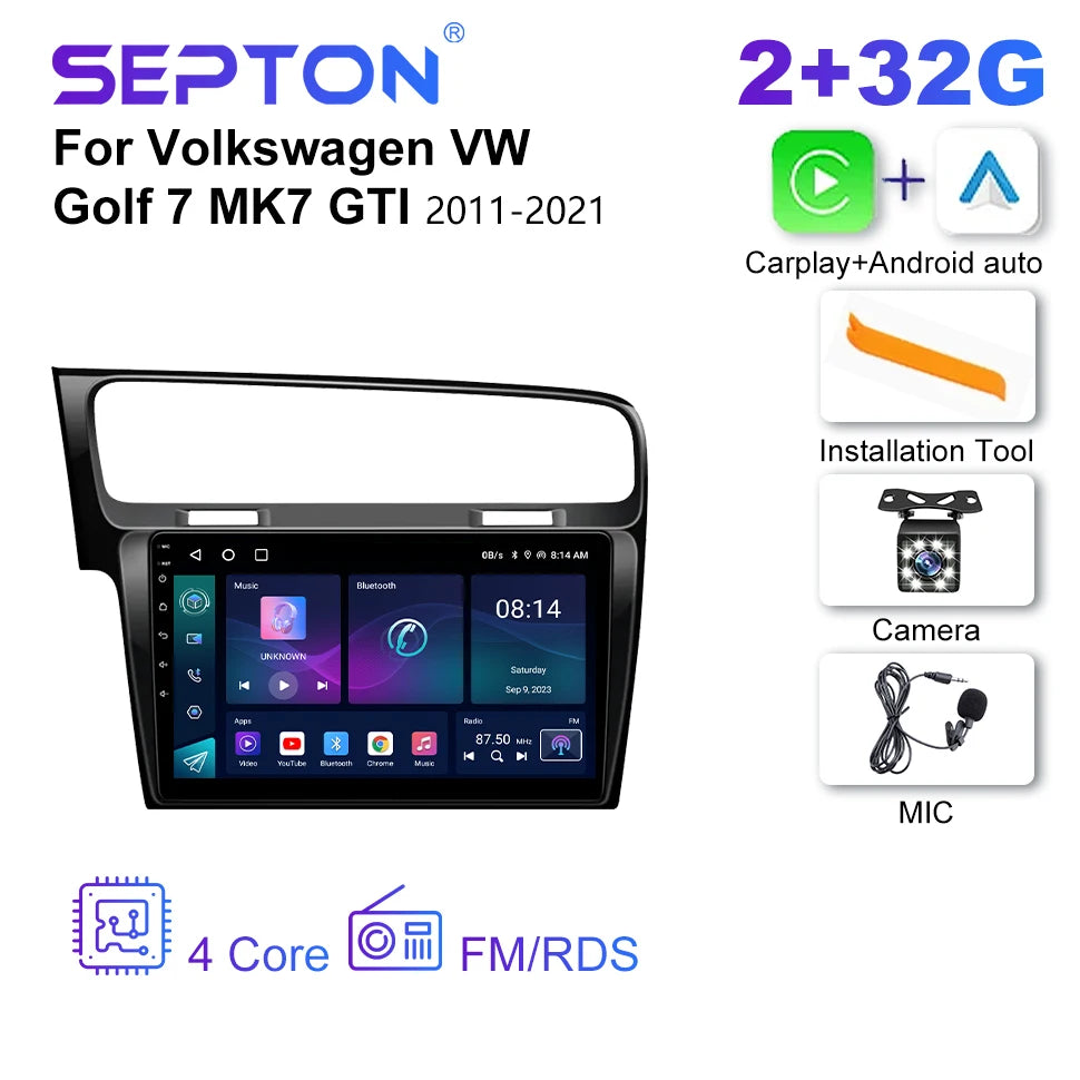 SEPTON Car Radio Stereo Audio for Volkswagen VW Golf 7 MK7 GTI 2011-2021