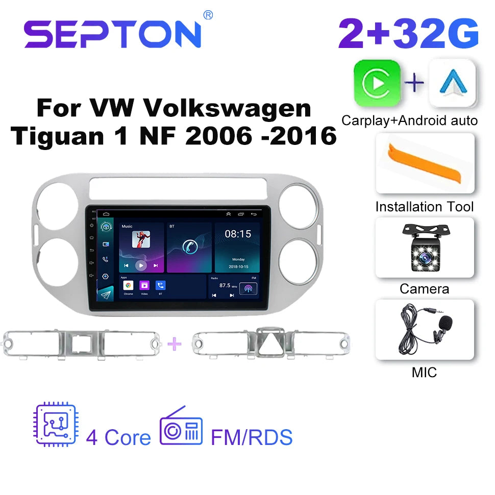 SEPTON Car Radio Stereo Audio for VW Volkswagen Tiguan 1 NF 2006 -2016