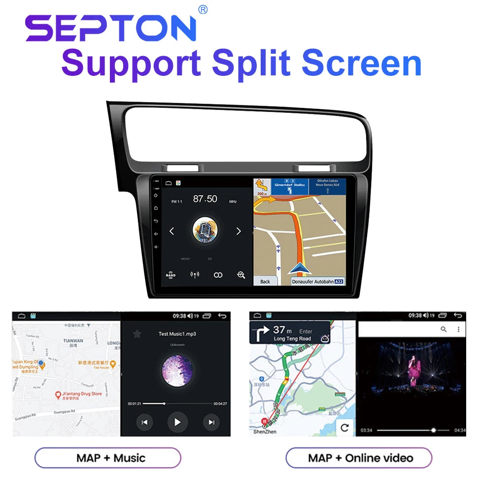 SEPTON Car Radio Stereo Audio for Volkswagen VW Golf 7 MK7 GTI 2011-2021