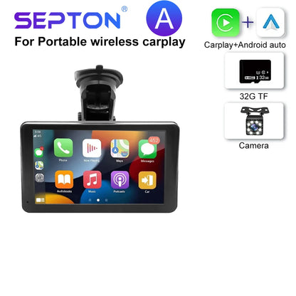 SEPTON Car Radio Stereo Audio Universal Portable HD Touch Screen Wireless Carplay BT 2 Din Multimedia Video Player