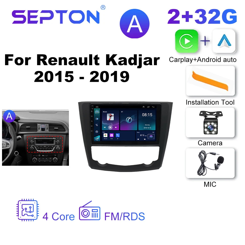 SEPTON Car Radio Stereo Audio for Renault Kadjar 2015 - 2019