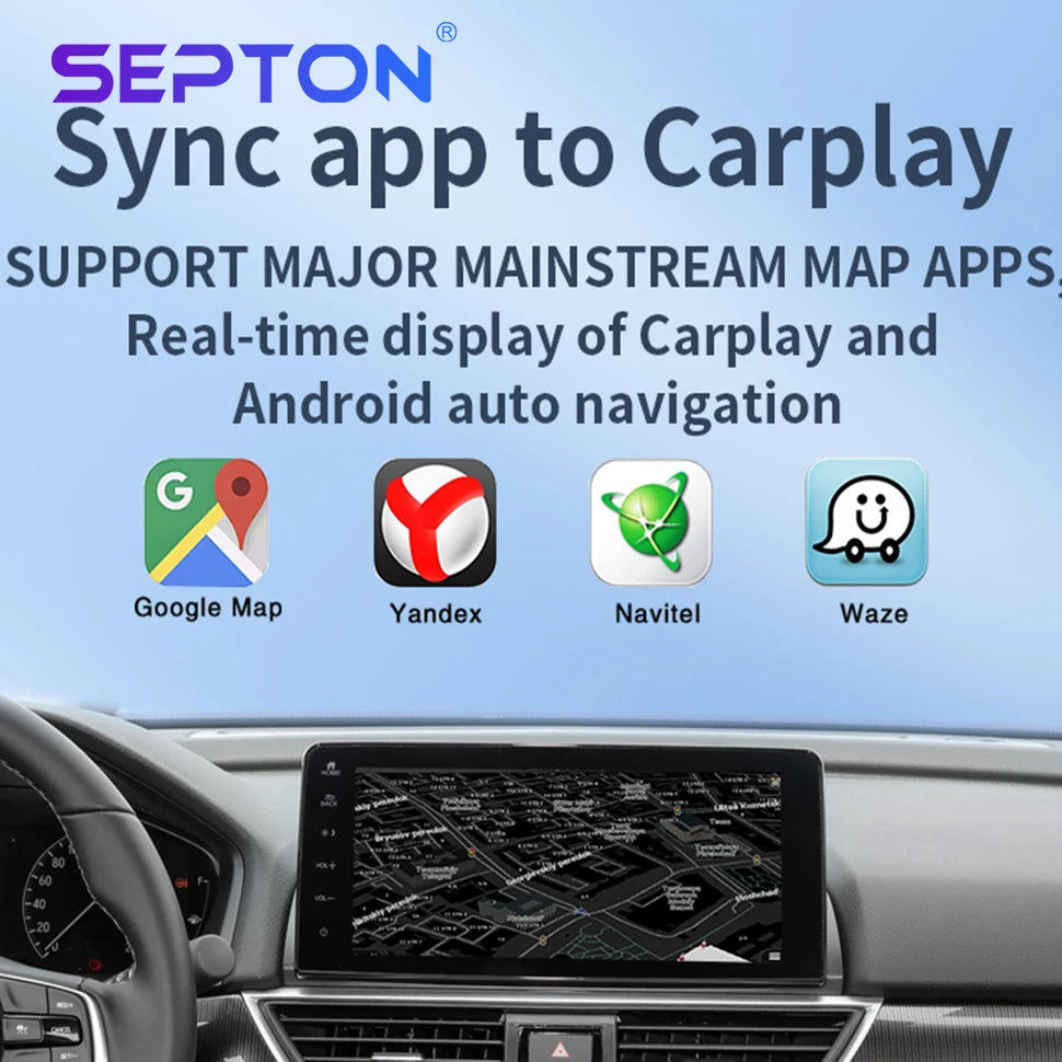 SEPTON CarPlay Android Smart AI TV Box Portable Wireless Android Auto CarPlay arplay&Auto Box Dongle For OEM Wired CarPlay Radio