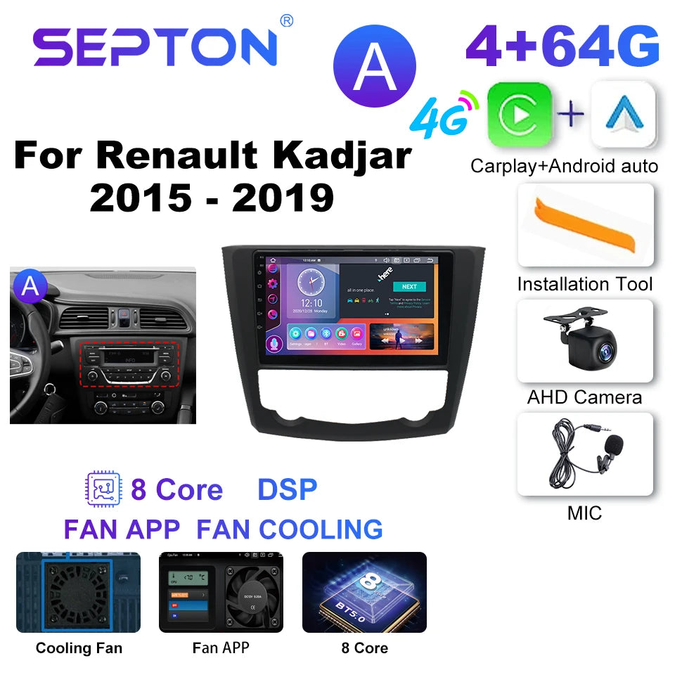 SEPTON Car Radio Stereo Audio for Renault Kadjar 2015 - 2019