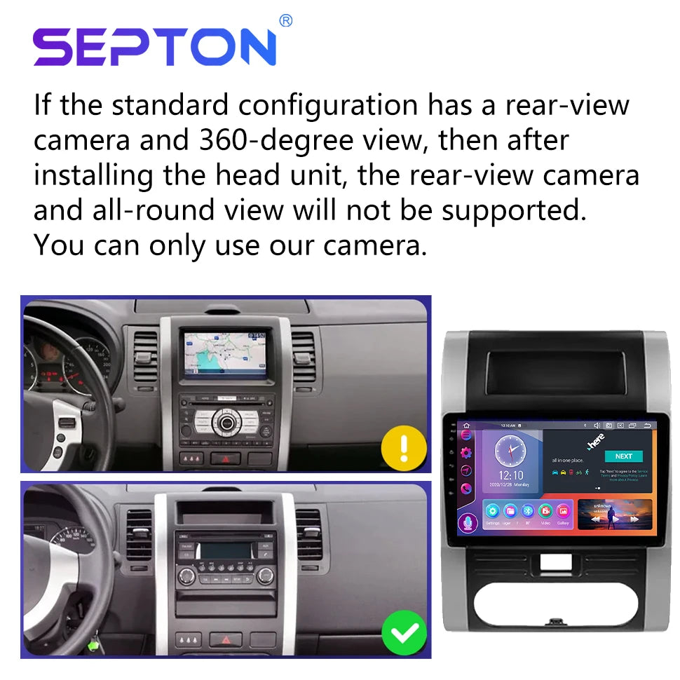 SEPTON Car Radio Stereo Audio for Nissan X-Trail X Trail 2 T31 2007-2015