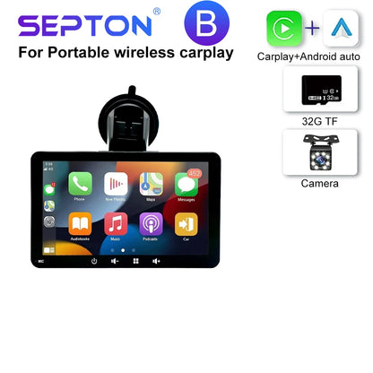 SEPTON Car Radio Stereo Audio Universal Portable HD Touch Screen Wireless Carplay BT 2 Din Multimedia Video Player