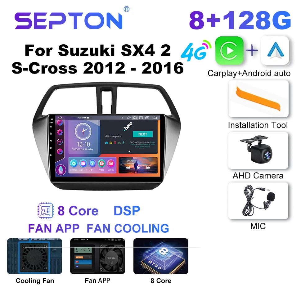 SEPTON Car Radio Stereo Audio for Suzuki SX4 2 S-Cross 2012 - 2016