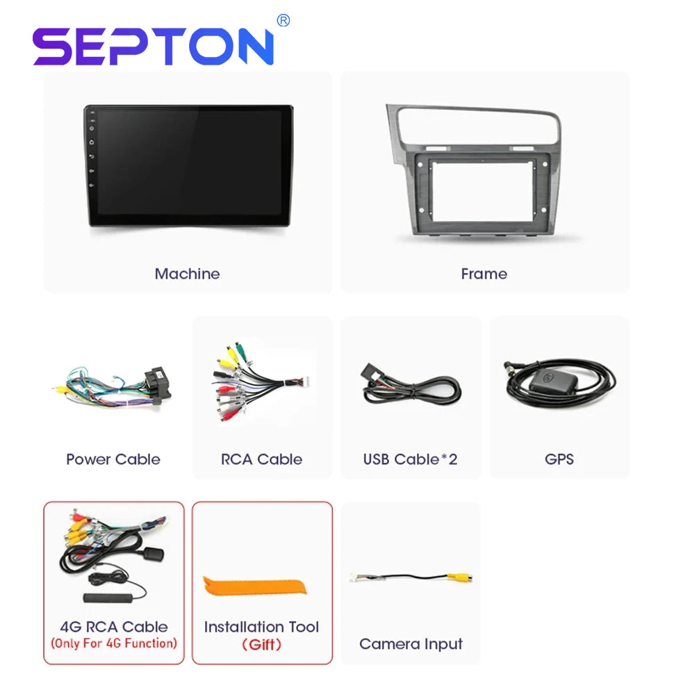 SEPTON Car Radio Stereo Audio for Volkswagen VW Golf 7 MK7 GTI 2011-2021