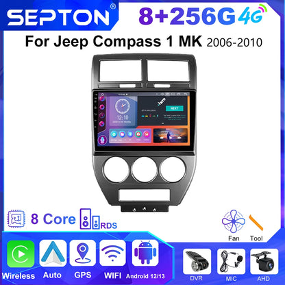 SEPTON Car Radio Stereo Audio for Jeep Compass 1 MK 2006 - 2010