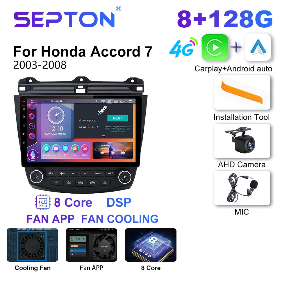 SEPTON Car Radio Stereo Audio for Honda Accord 7 2003-2008