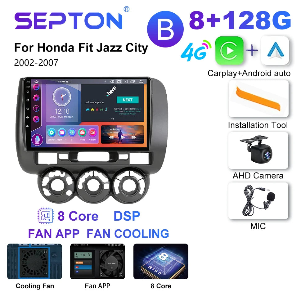 SEPTON Car Radio Stereo Audio for Honda Fit Jazz City 2002-2007