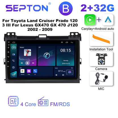 SEPTON Car Radio Stereo Audio for Toyota Land Cruiser Prado 120 3 III for Lexus GX470 GX 470 J120 2002 - 2009