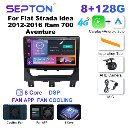 SEPTON Car Radio Stereo Audio for Fiat Strada Idea 2012-2016 Ram 700 Aventure