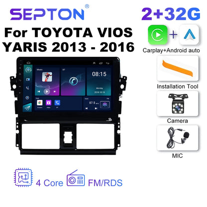 SEPTON Car Radio Stereo Audio for TOYOTA VIOS YARIS 2013 - 2016