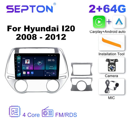 SEPTON Car Radio Stereo Audio for Hyundai I20 2008 - 2012