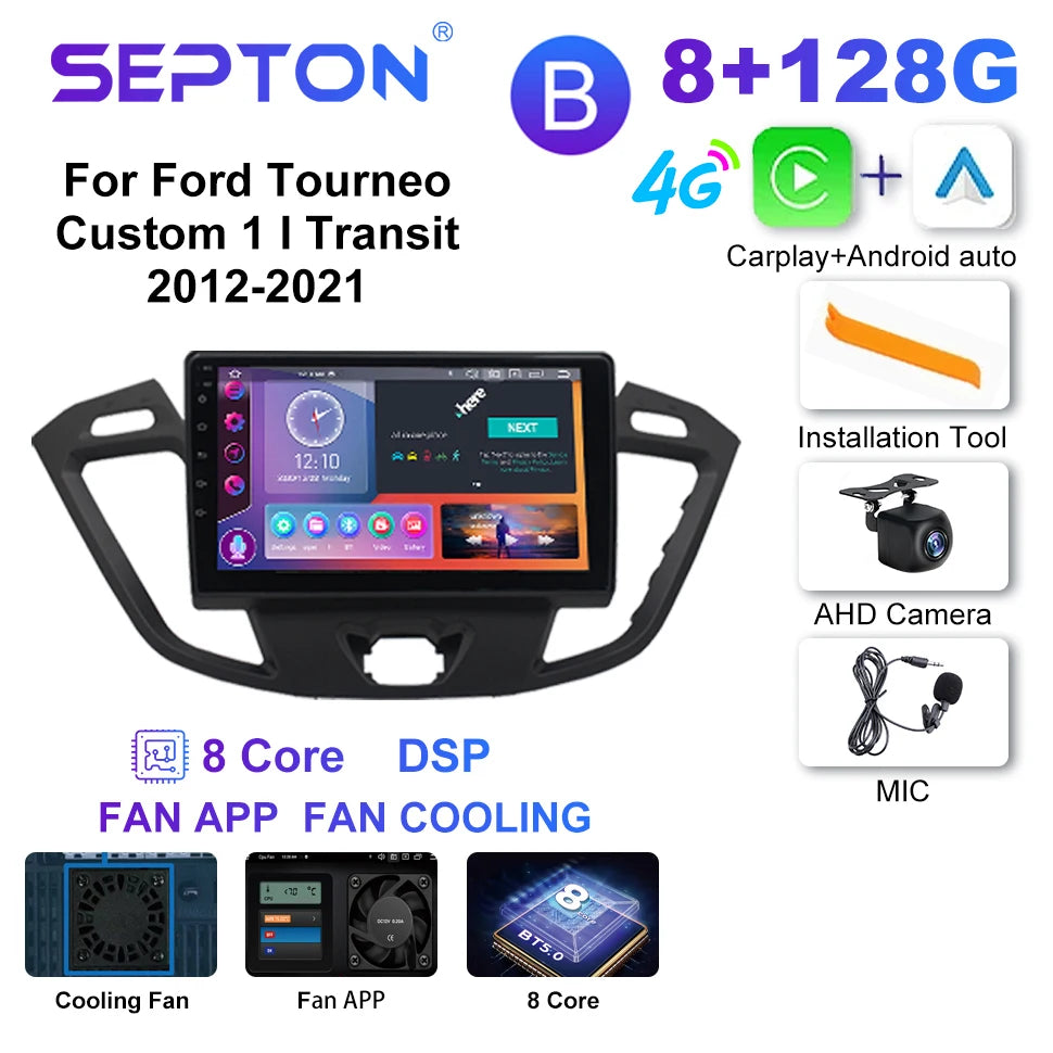 SEPTON Car Radio Stereo Audio for Ford Tourneo Custom 1 I Transit 2012-2021