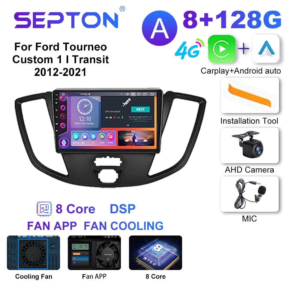 SEPTON Car Radio Stereo Audio for Ford Tourneo Custom 1 I Transit 2012-2021