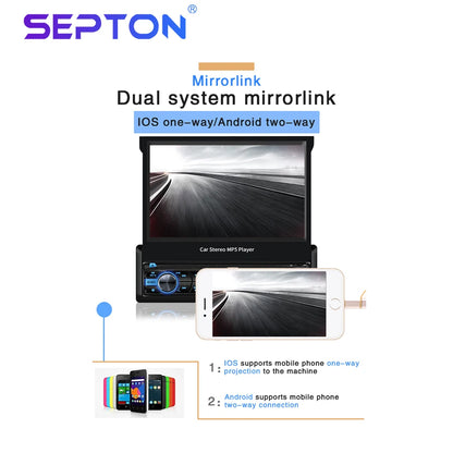 SEPTON Car Radio Stereo Audio for Universal 1 DIN Automatically Retractable MP5 Multimedia Video Player BT/FM Car Radio Automotive