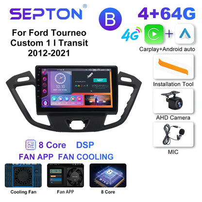 SEPTON Car Radio Stereo Audio for Ford Tourneo Custom 1 I Transit 2012-2021