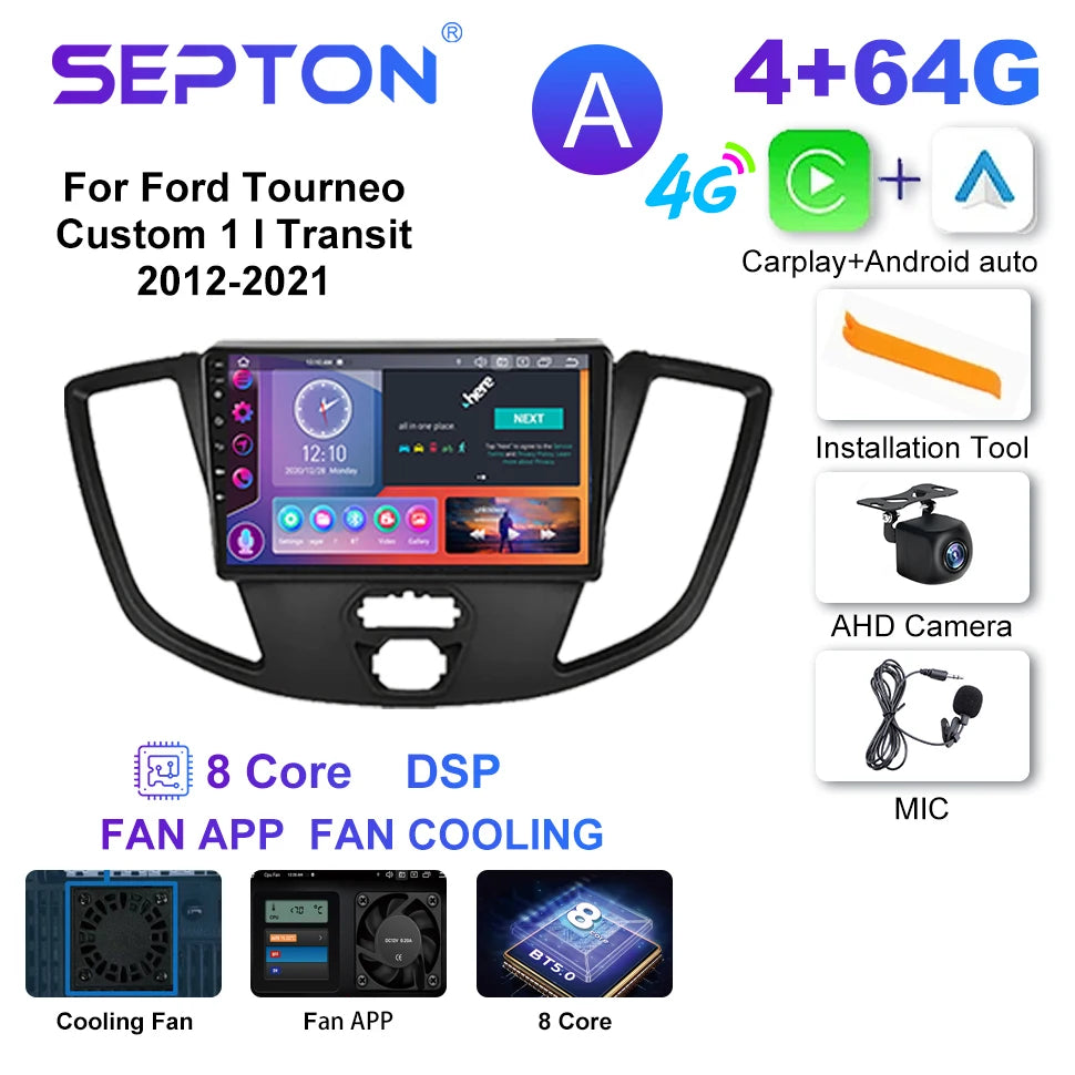 SEPTON Car Radio Stereo Audio for Ford Tourneo Custom 1 I Transit 2012-2021