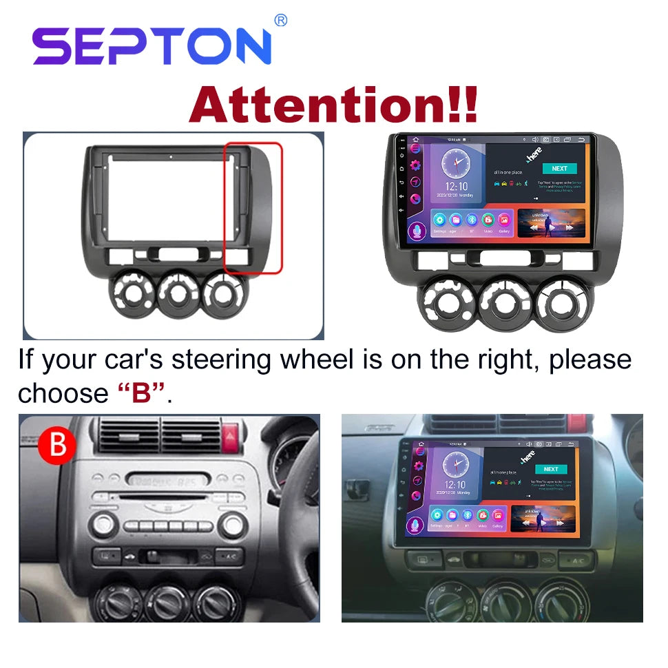 SEPTON Car Radio Stereo Audio for Honda Fit Jazz City 2002-2007