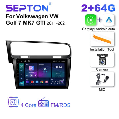 SEPTON Car Radio Stereo Audio for Volkswagen VW Golf 7 MK7 GTI 2011-2021