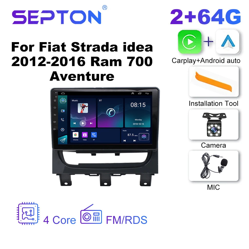 SEPTON Car Radio Stereo Audio for Fiat Strada Idea 2012-2016 Ram 700 Aventure