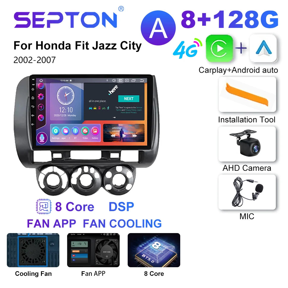 SEPTON Car Radio Stereo Audio for Honda Fit Jazz City 2002-2007