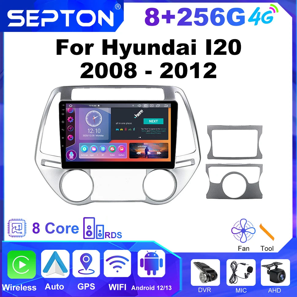 SEPTON Car Radio Stereo Audio for Hyundai I20 2008 - 2012