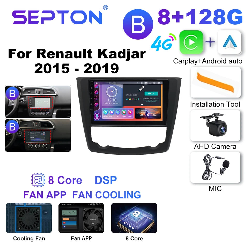 SEPTON Car Radio Stereo Audio for Renault Kadjar 2015 - 2019