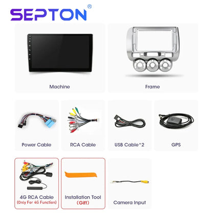 SEPTON Car Radio Stereo Audio for Honda Fit Jazz City 2002-2007