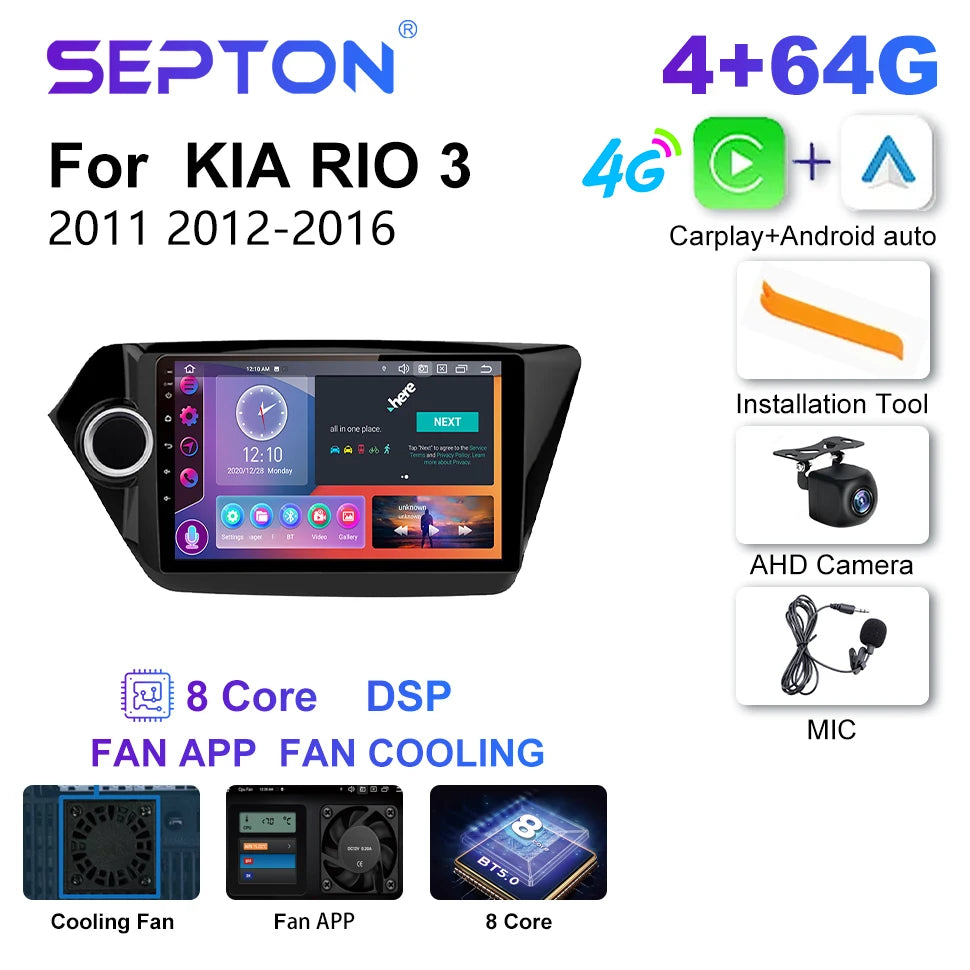 SEPTON Car Radio Stereo Audio for KIA RIO 3 2011 2012-2016