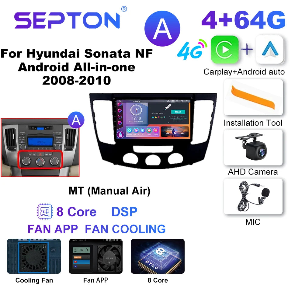 SEPTON Car Radio Stereo Audio for Hyundai Sonata NF Android All-in-one 2008-2010