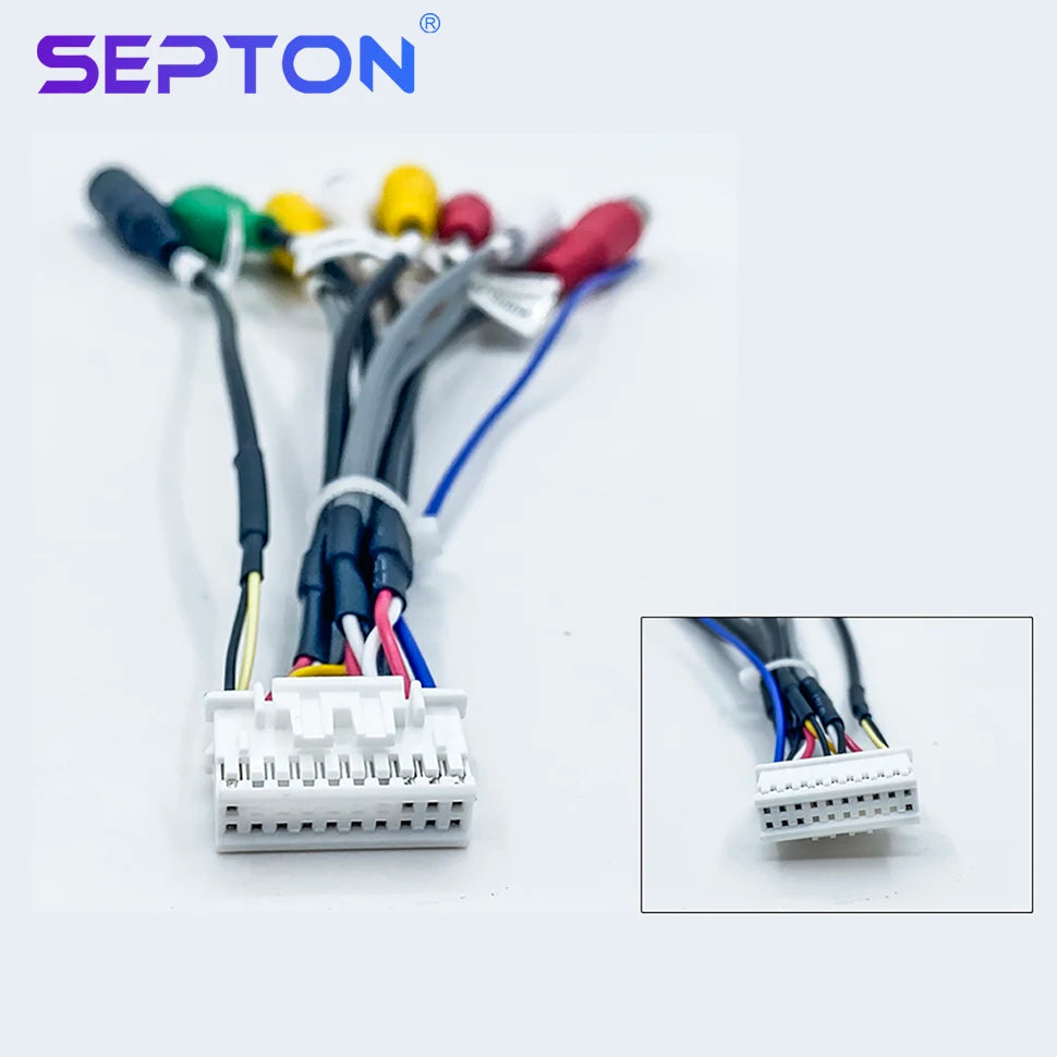 SEPTON 20 Pin Universal RCA Cable Adapter Wiring Connector for Android Car Radio Output Wire Harness Mic Interface Line 3.5mm