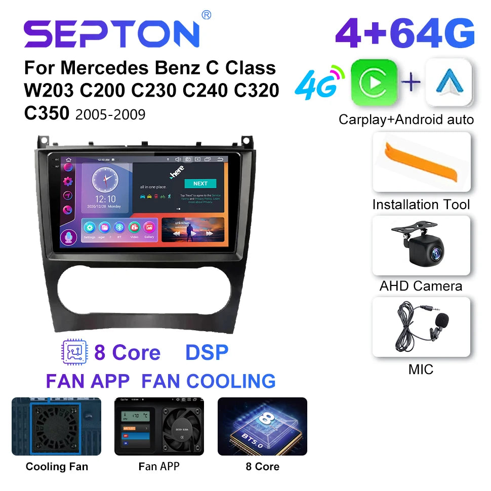 SEPTON Car Radio Stereo Audio for Mercedes Benz C Class W203 C200 C230 C240 C320 C350  2005-2009