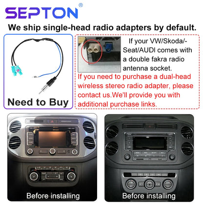 SEPTON Car Radio Stereo Audio for VW Volkswagen Tiguan 1 NF 2006 -2016