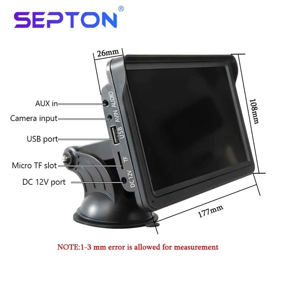 SEPTON Car Radio Stereo Audio Universal Portable HD Touch Screen Wireless Carplay BT 2 Din Multimedia Video Player