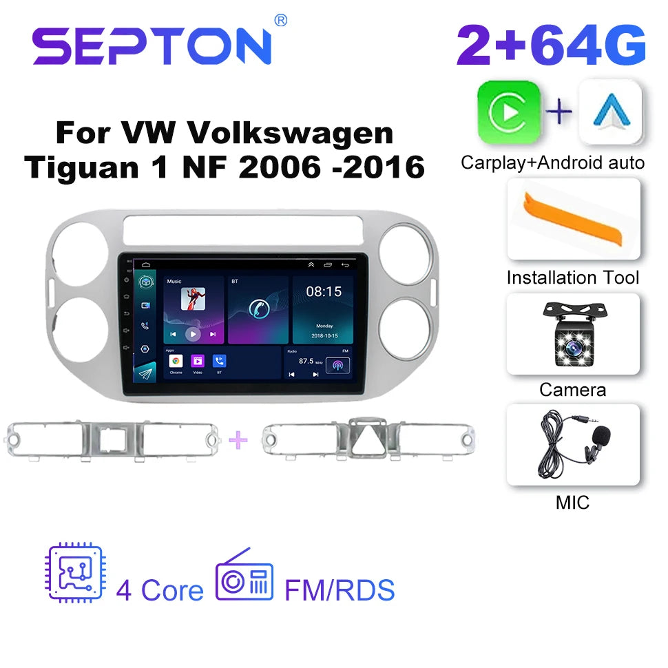 SEPTON Car Radio Stereo Audio for VW Volkswagen Tiguan 1 NF 2006 -2016