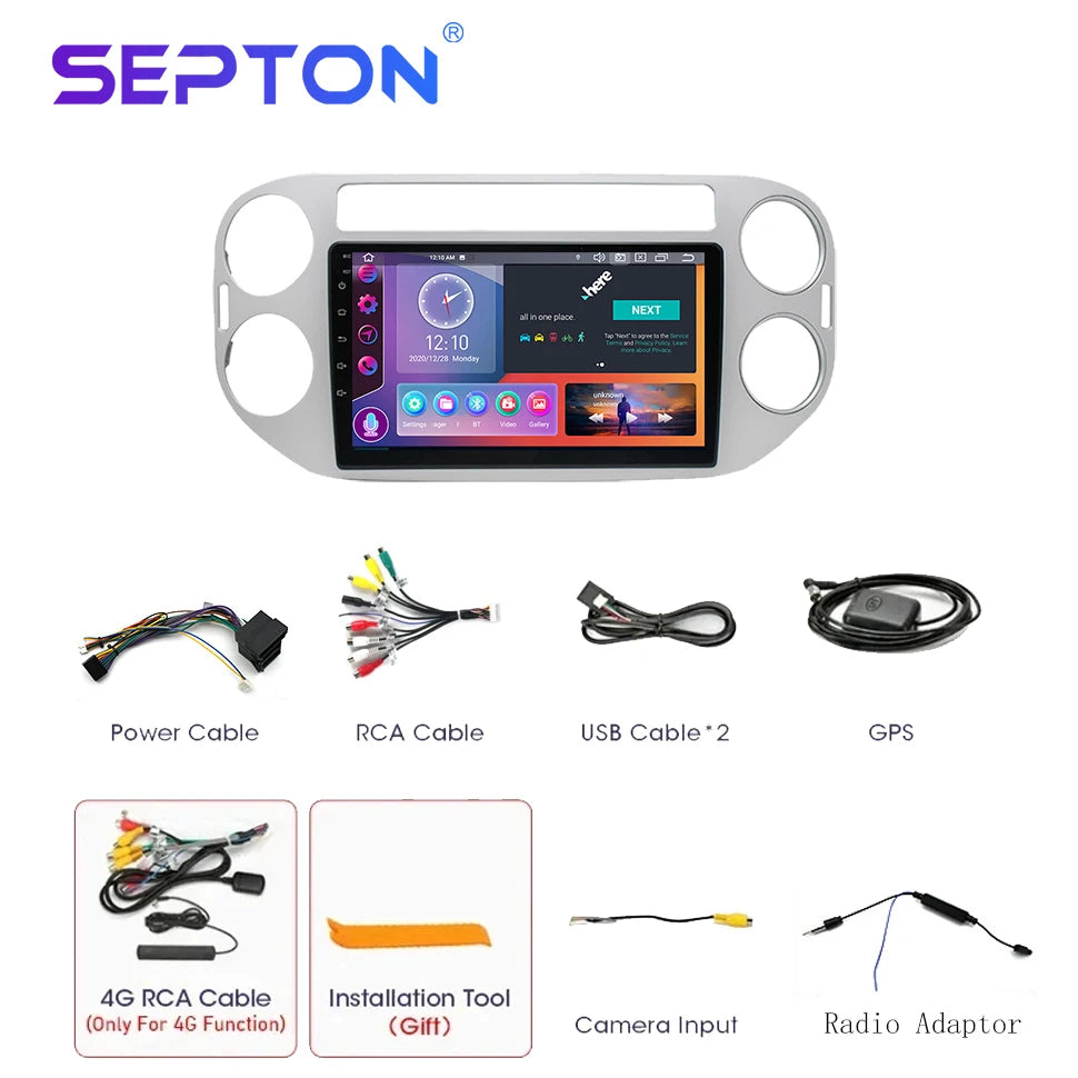 SEPTON Car Radio Stereo Audio for VW Volkswagen Tiguan 1 NF 2006 -2016