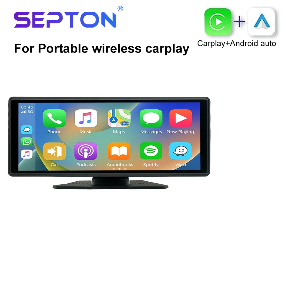 SEPTON Car Radio Stereo Audio for Universal Portable HD Touch Screen Wireless Carplay FM/BT Car Radio