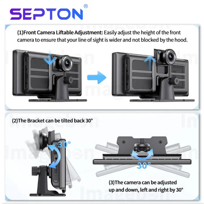 SEPTON Car Radio Stereo Audio for Universal Portable HD Touch Screen Wireless Carplay FM/BT Car Radio