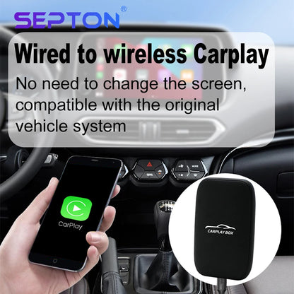 SEPTON CarPlay Android Smart AI TV Box Portable Wireless Android Auto CarPlay arplay&Auto Box Dongle For OEM Wired CarPlay Radio