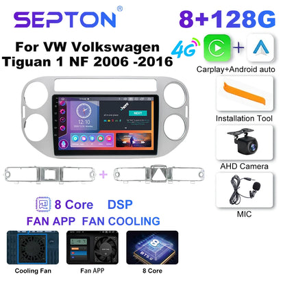 SEPTON Car Radio Stereo Audio for VW Volkswagen Tiguan 1 NF 2006 -2016